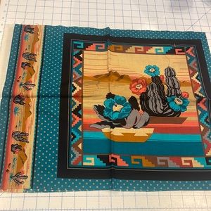 Vintage 1 1/2yd Southwestern Cotton Pillow Panels